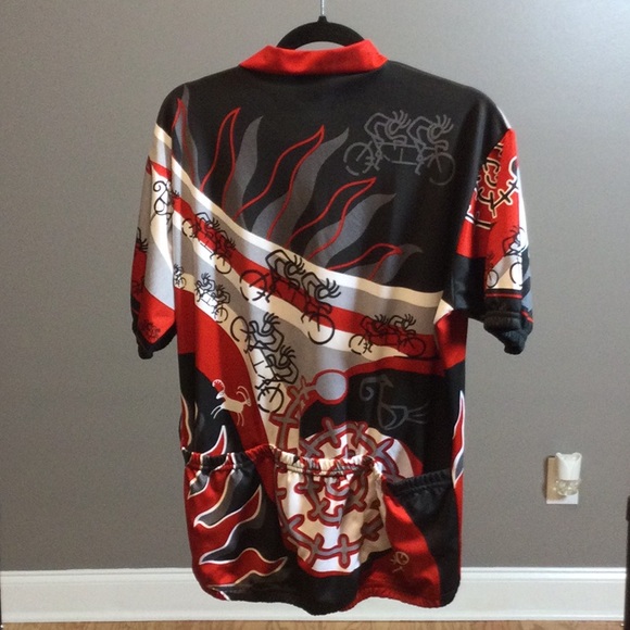XL Kucharik red/black Kokopelli unisex bicycle jersey - Picture 2 of 15